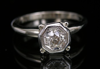 Appraisal: A Diamond Solitaire Ring k white gold ring with an