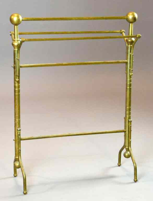 Appraisal: Antique American Brass Quilt Or Towel RackThree brass hanging rods