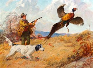 Appraisal: Everett S Ward Flushing Pheasant signed Everett S Ward lower