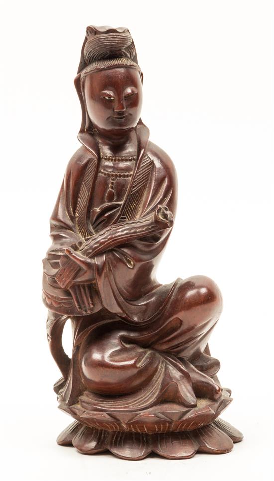 Appraisal: Sale Lot A Wood Figure of a Guanyin depicted seated