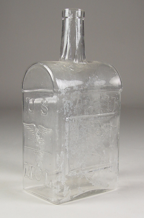 Appraisal: Figural US Mail Bottle Clear glass bottle Embossed on base