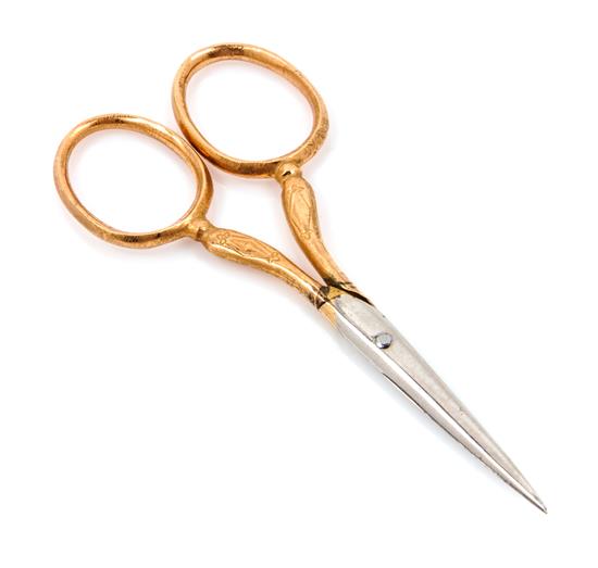 Appraisal: Sale Lot A Pair of Gold Handled Embroidery Scissors one