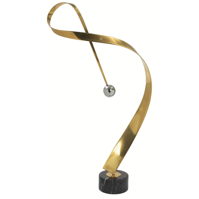 Appraisal: Curtis Jer eacute sculpture s twisted brass with chrome focal