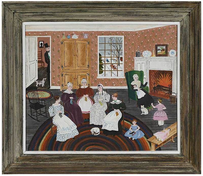 Appraisal: Albert Webster Davies American - Sewing Bee in the Front