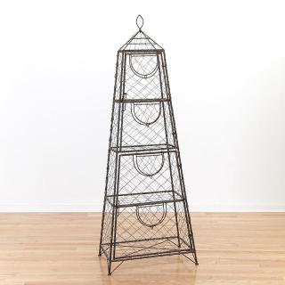 Appraisal: Decorator woven wire obelisk etagere Decorator woven wire obelisk etagere