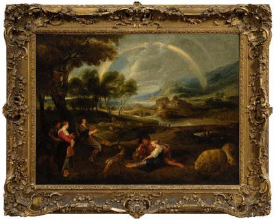 Appraisal: Old Master painting after Rubens pastoral landscape with peasants in