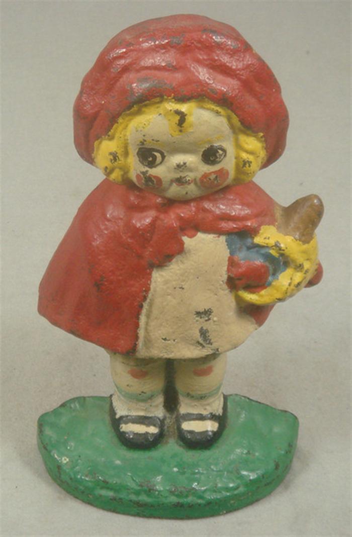 Appraisal: Cast iron doorstop colorful hollow back Little Red Riding Hood