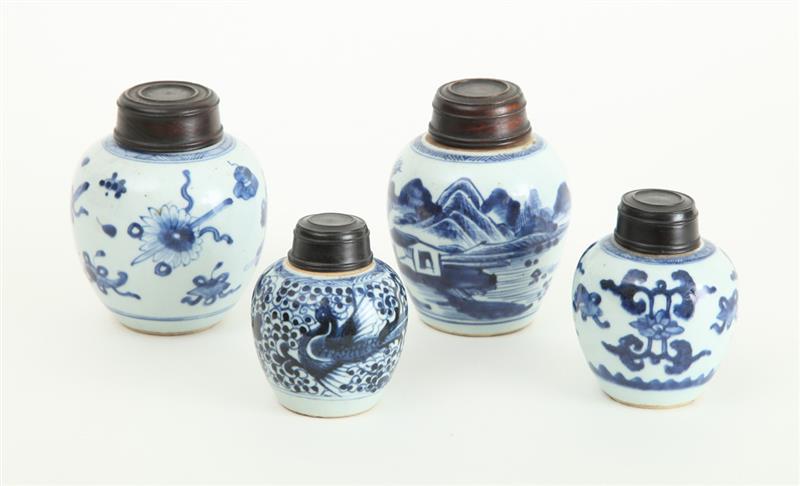 Appraisal: CHINESE BLUE AND WHITE PORCELAIN JAR AND THREE OTHER PORCELAIN