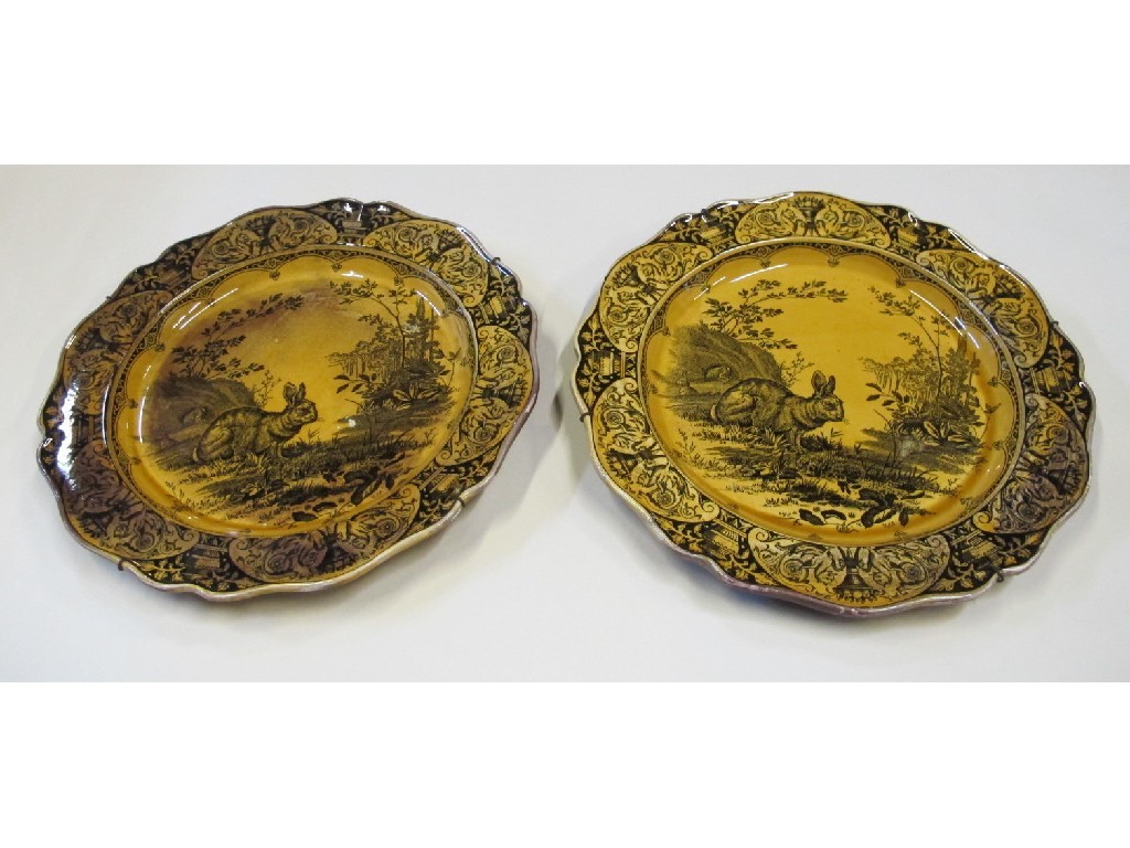 Appraisal: Two Wedgwood transfer printed wall plates decorated with rabbits in