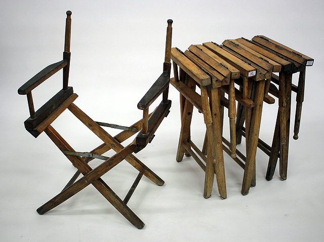 Appraisal: A GROUP OF FOUR DIRECTORS TYPE folding garden chairs