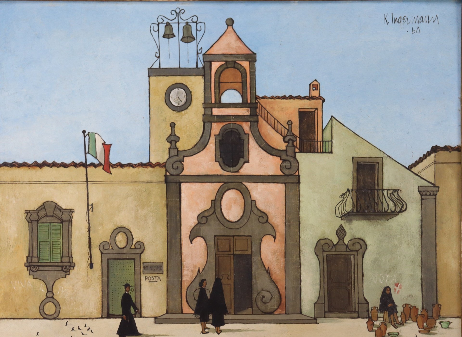 Appraisal: KEITH INGERMANN AMERICAN - Sicilian Street Scene Oil on board