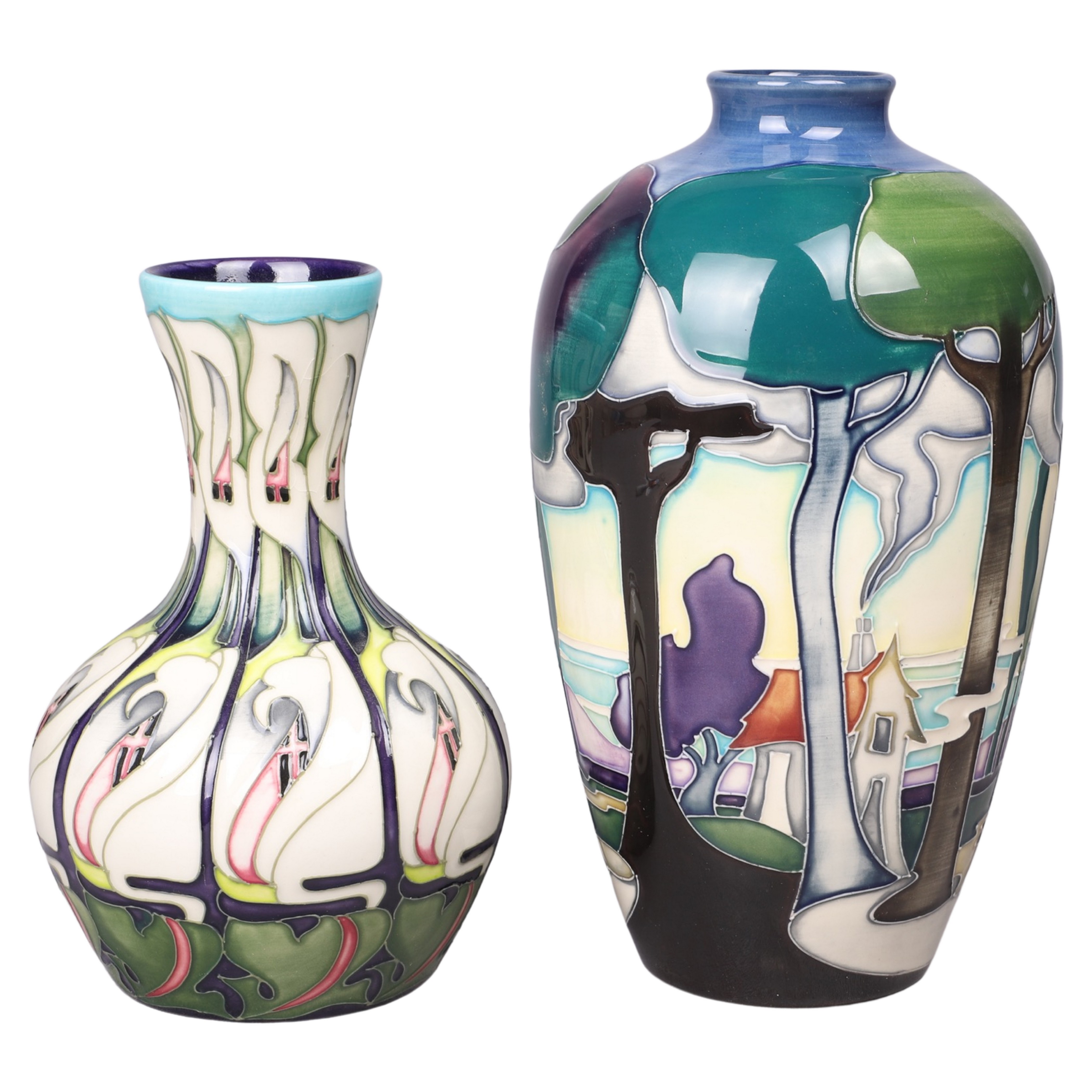 Appraisal: Pcs Moorcroft pottery vases designed by Emma Bossons c o