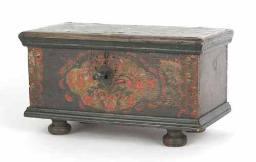 Appraisal: Continental painted miniature blanket chest dated h w