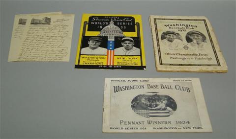 Appraisal: WORLD SERIES PROGRAMS FOR WASHINGTON SENATORS Including the programs from