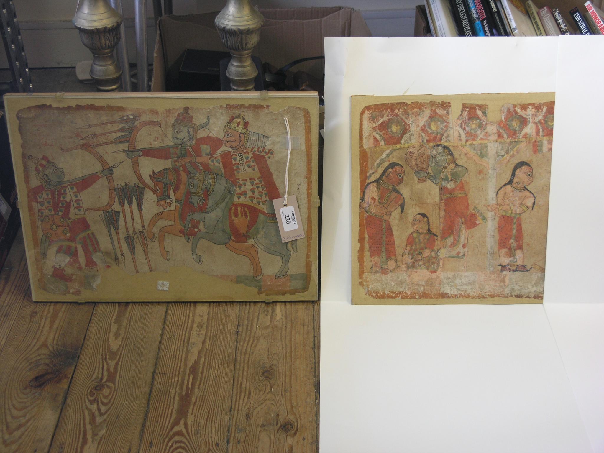 Appraisal: Three Paithan paintings Indian th century or perhaps earlier figures