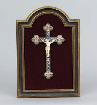 Appraisal: A Framed Micro Mosaic Crucifix An Italian Grand Tour framed