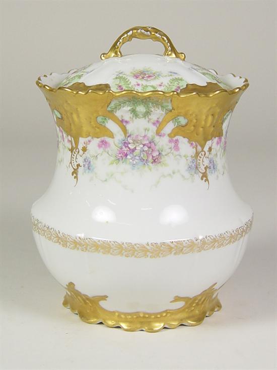 Appraisal: Limoges France Cracker Jar Beautiful sprays of lavender and blue