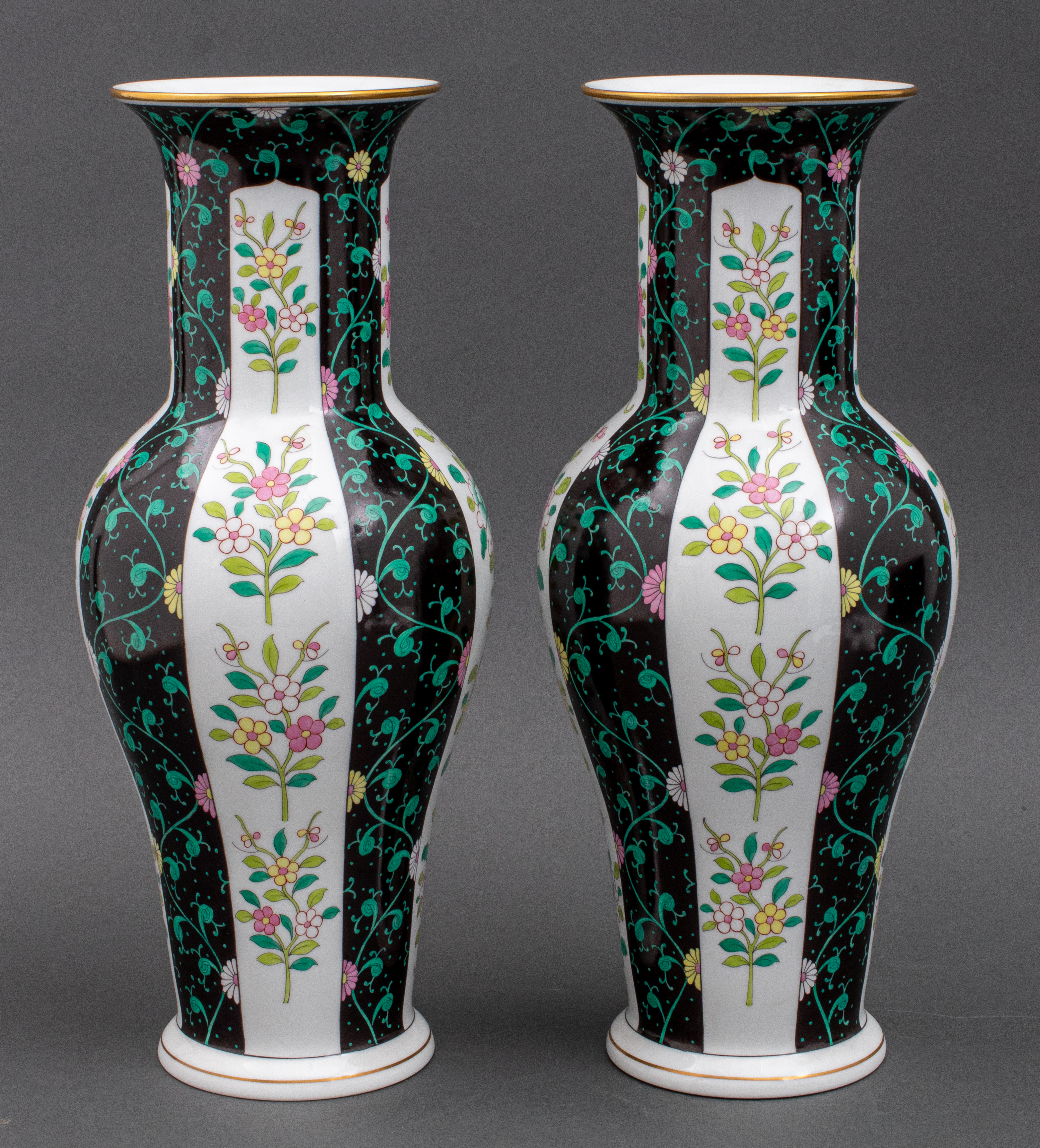 Appraisal: HUNGARIAN HEREND PORCELAIN VASES PAIR Pair of Hungarian Herend porcelain