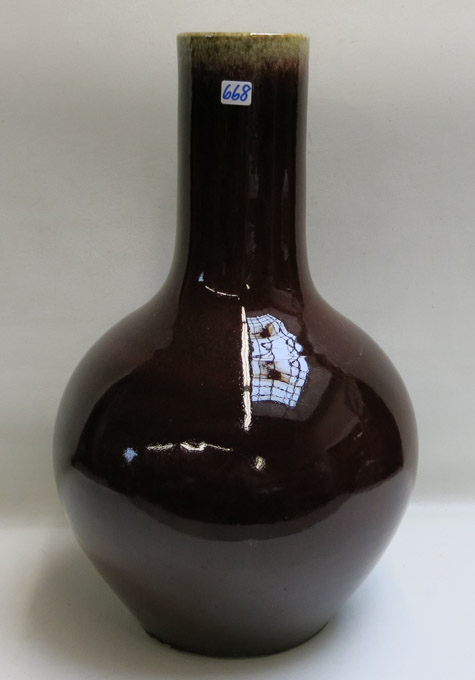 Appraisal: CHINESE OXBLOOD PORCELAIN VASE late th early th century a