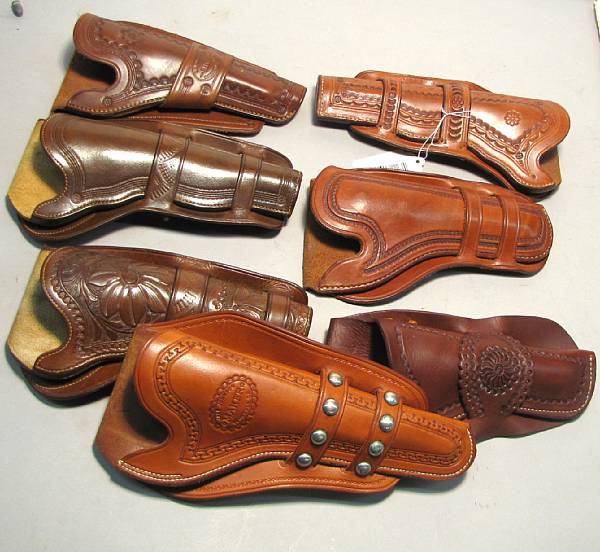 Appraisal: A lot of seven contemporary western holsters for the Colt