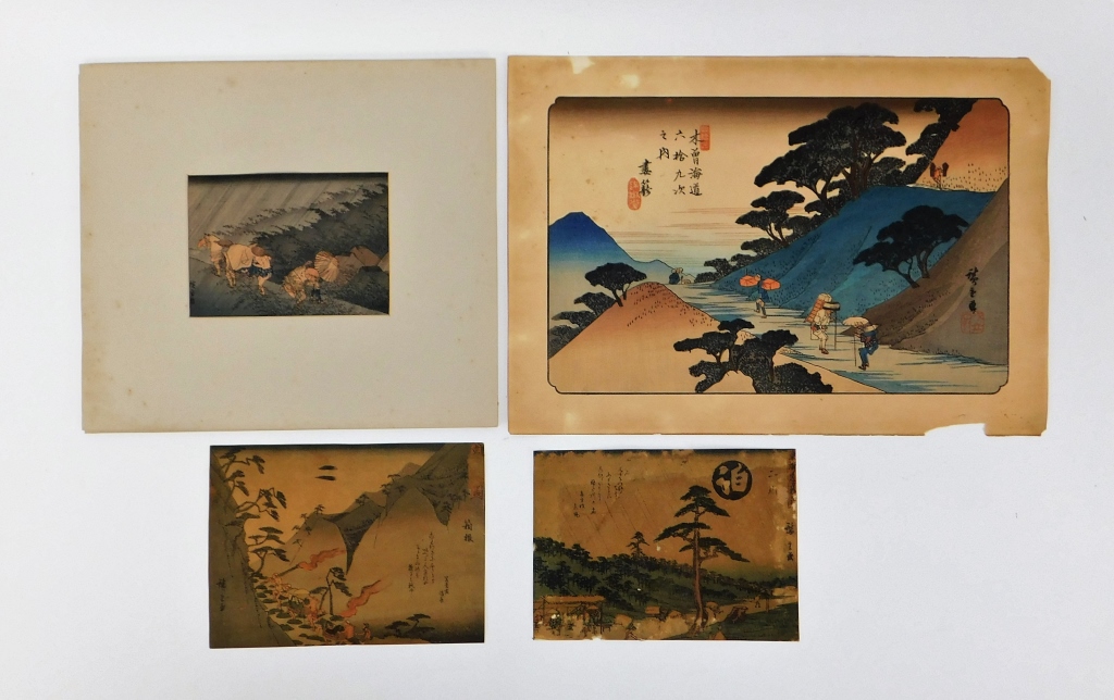 Appraisal: UTAGAWA HIROSHIGE LANDSCAPE WOODBLOCK PRINTS Japan - Includes Tsumago part