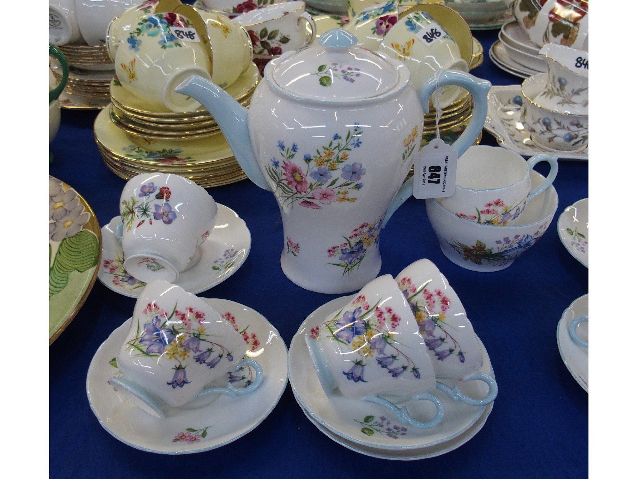 Appraisal: A Shelley 'Wild Flowers' pattern no coffee set comprising coffee