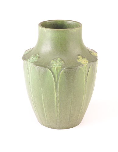 Appraisal: GRUEBY Fine vase by Wilhemina Post with corseted neck its