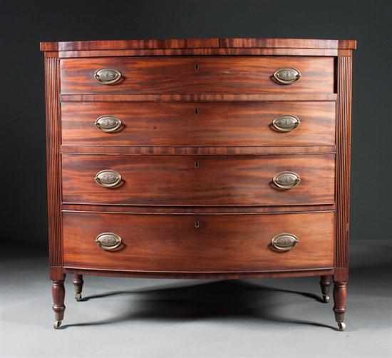 Appraisal: Federal mahogany bow-front chest of drawers Maryland Pennsylvania circa with