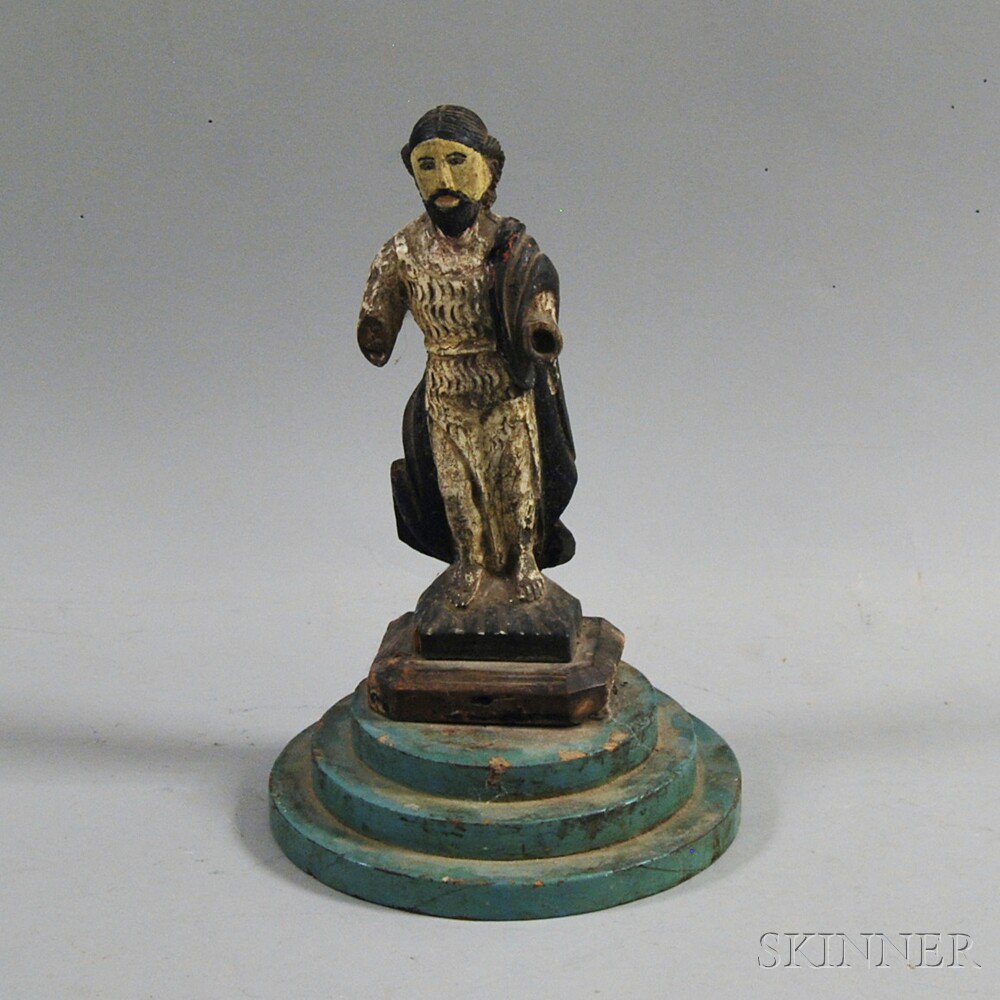 Appraisal: Carved Wooden Polychrome Santos Figure depicting the figure of Christ