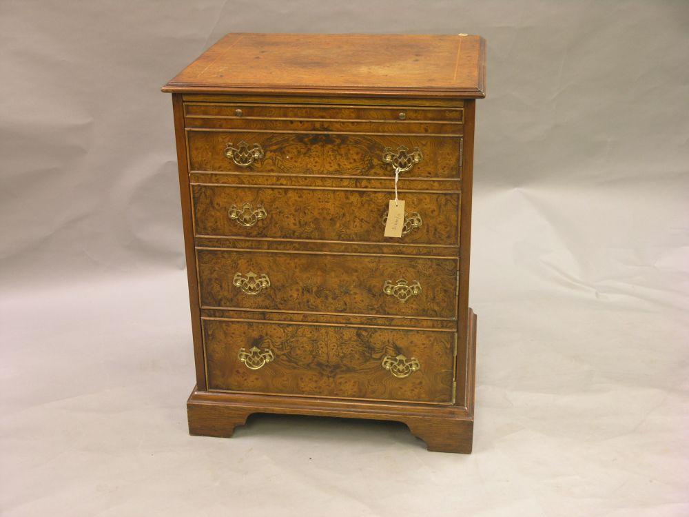 Appraisal: A Georgian style burr elm veneered television video cabinet with