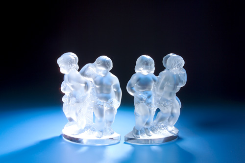 Appraisal: LALIQUE Pair of table ornaments Luxembourg clear and frosted ca