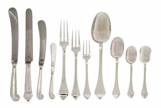 Appraisal: An Assembled English Silver Flatware Service for Six James Robinson