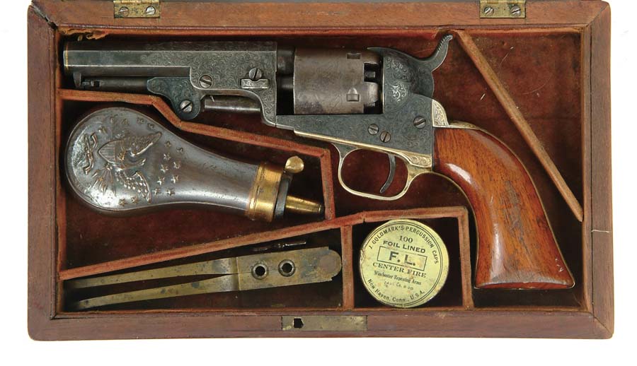 Appraisal: RARE CASED FACTORY ENGRAVED COLT MODEL POCKET REVOLVER Cal SN