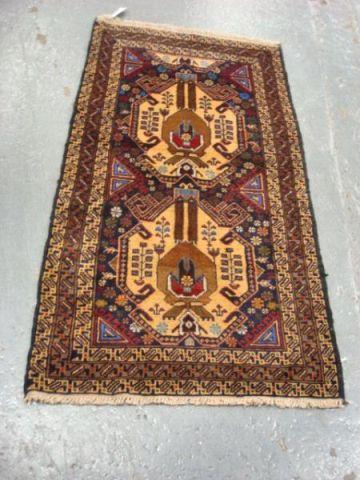 Appraisal: Afghan Carpet with Medallions and Triple Border From a Long