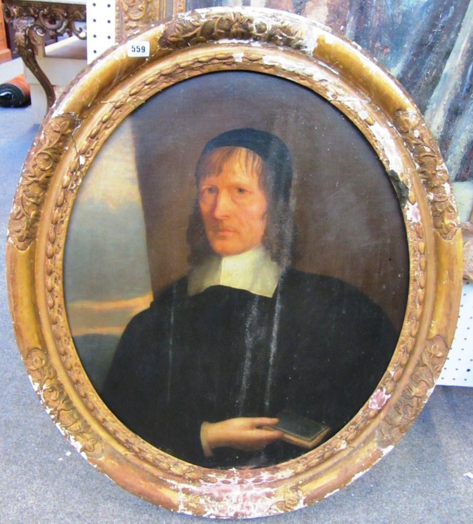 Appraisal: French School th century Portrait of a Cleric oil on