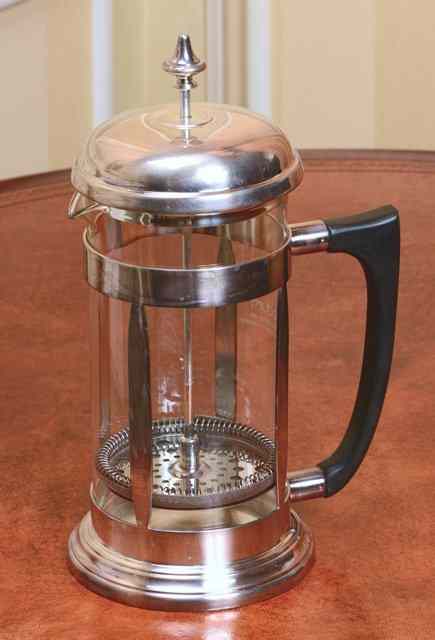 Appraisal: A SILVER MOUNTED 'BODUM' COFFEE POT with glass liner and