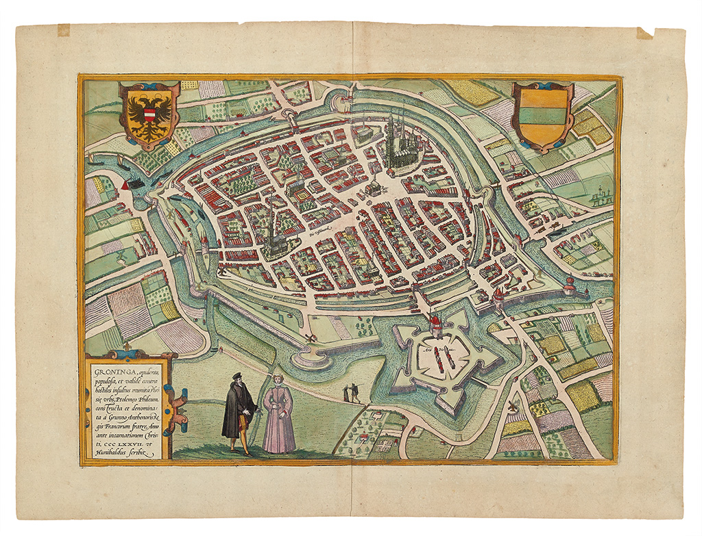 Appraisal: BRAUN GEORG and HOGENBERG FRANZ Groninga Double-page engraved city plan