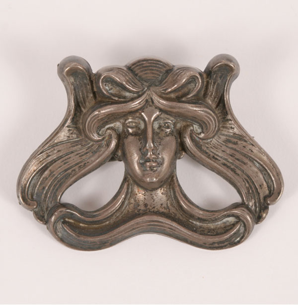 Appraisal: Art Nouveau hollow sterling lady bust brooch by William B