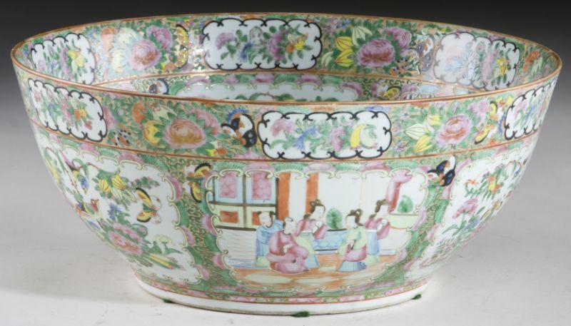 Appraisal: Rose Medallion Punch Bowl early th century footed punch bowl