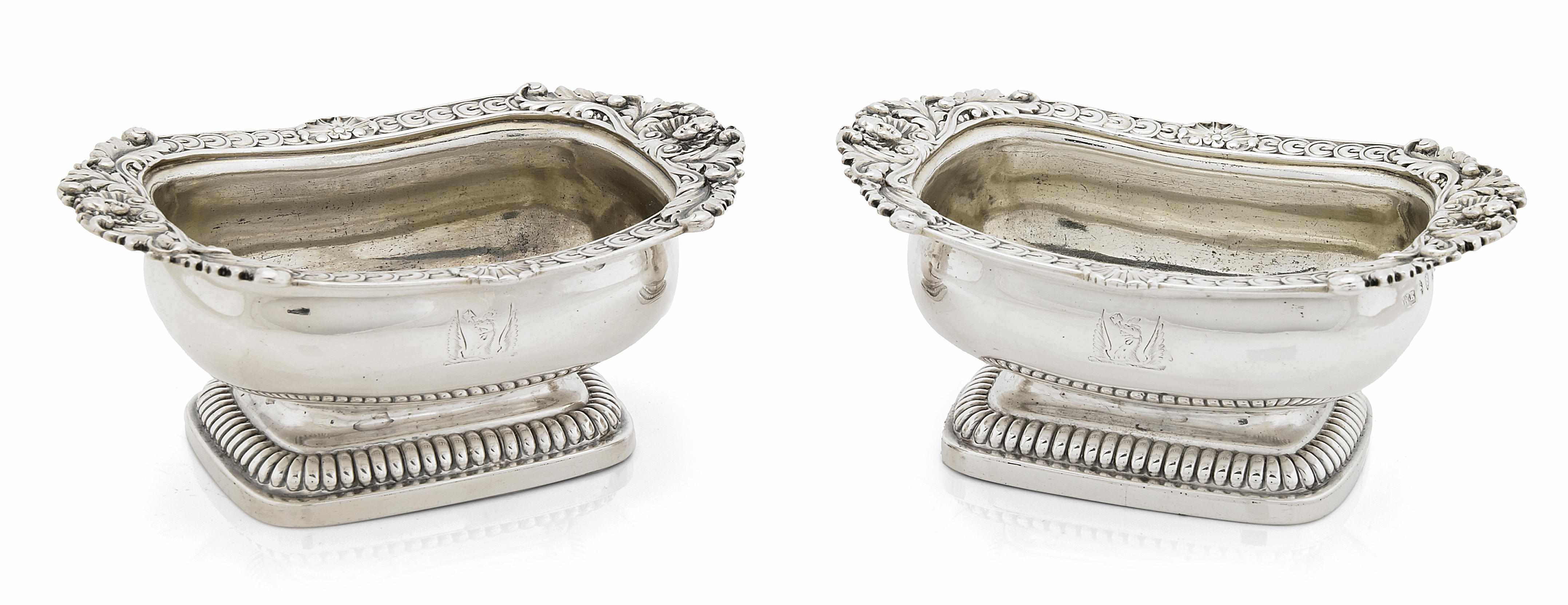 Appraisal: A pair of Regency sterling silver pedestal salt cellars William