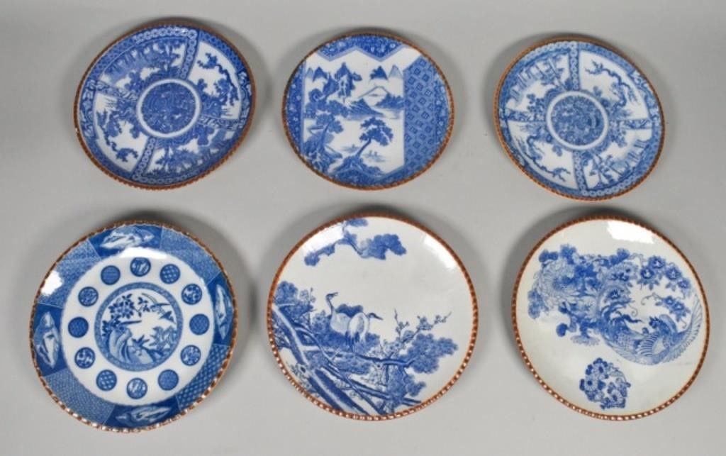 Appraisal: JAPANESE BLUE WHITE IGEZARA PORCELAIN PLATES Japanese blue white igezara