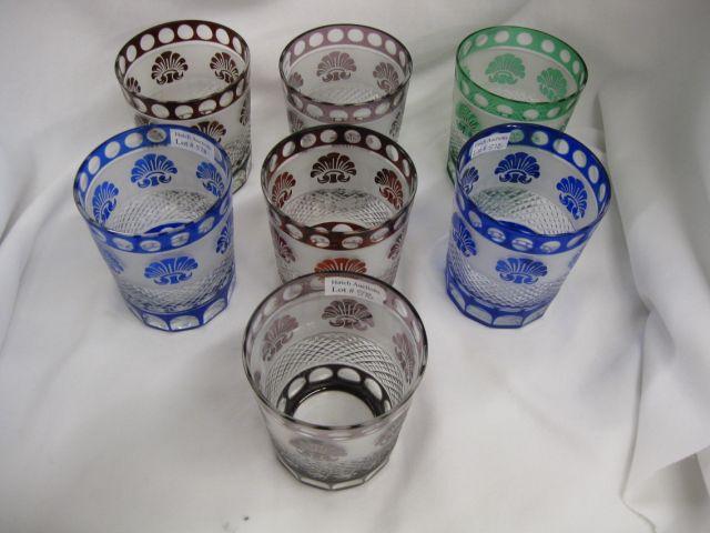 Appraisal: Set of Colored Cut-to-Crystal Tumblers various colors excellent