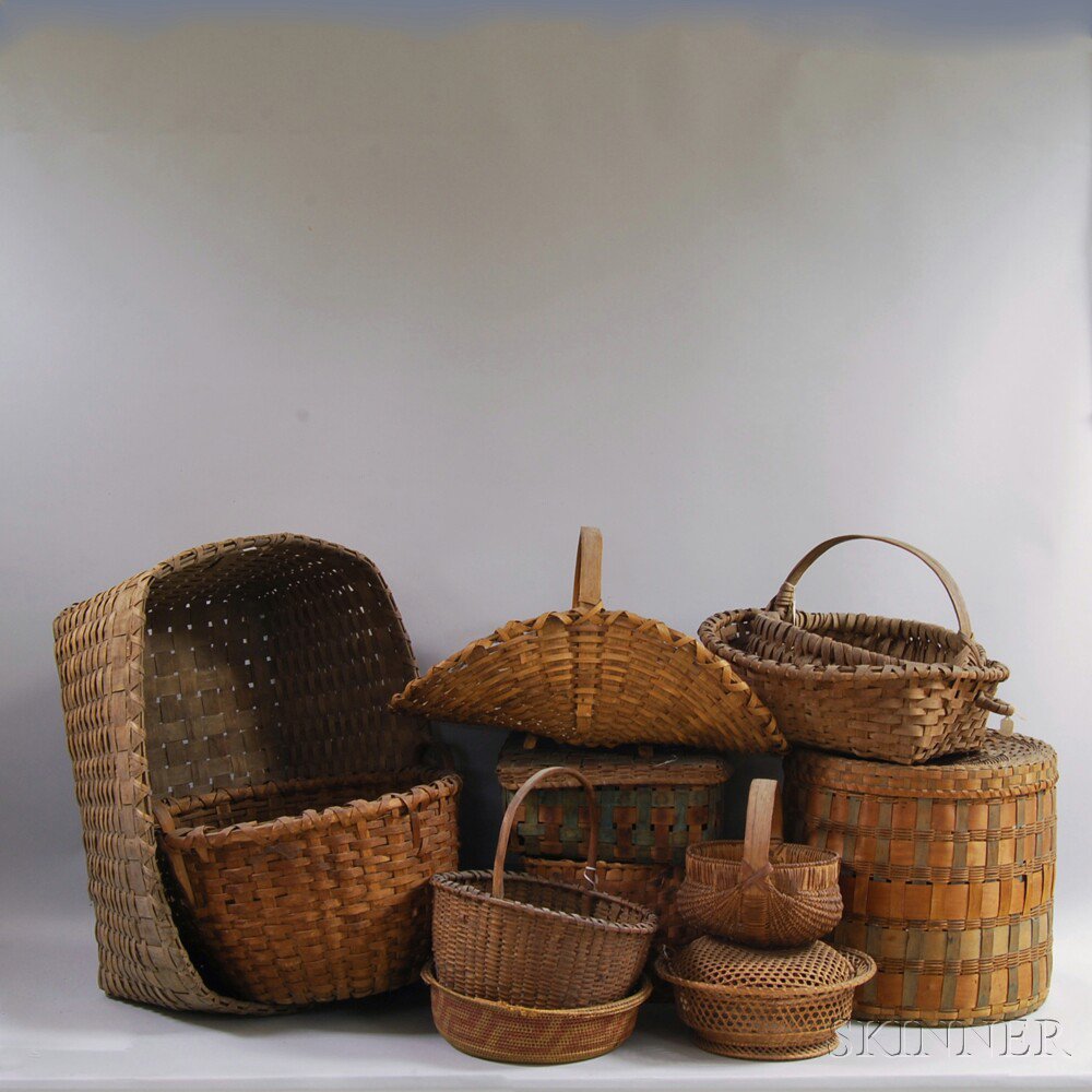 Appraisal: Twelve Woven Splint and Rush Baskets th and th century