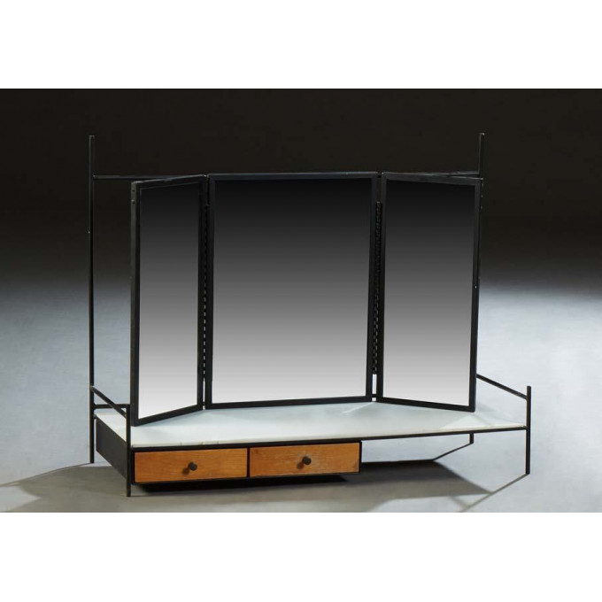 Appraisal: Paul McCobb Wrought Iron Vanity for Bryce Originals with folding