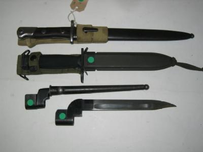 Appraisal: FOUR LATE TH CENTURY BAYONETS three with scabbards to overall