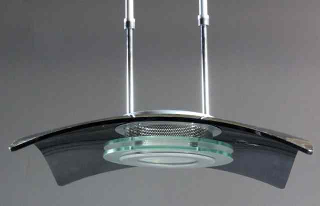 Appraisal: Contemporary Glass And Chrome ChandelierA black glass and chrome chandelier