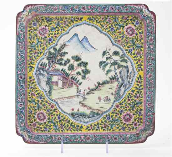 Appraisal: A Chinese Canton Enameled Tray of square form having a