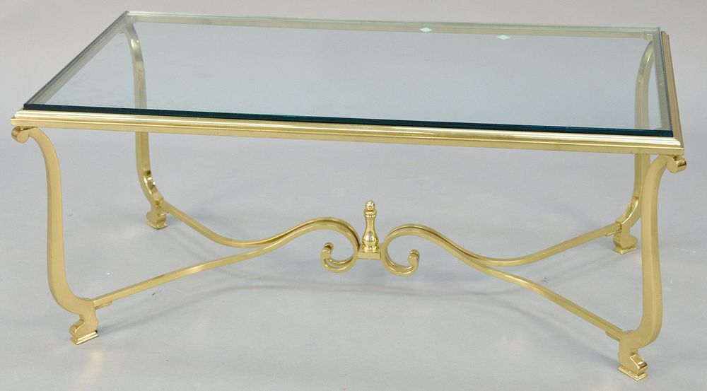 Appraisal: Brass and glass coffee table ht in top x Provenance