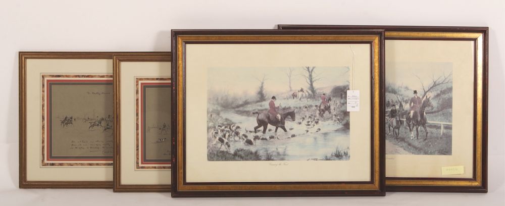 Appraisal: Four Fox Hunting Lithos Incldg Bentley Harriers Two The Bentley