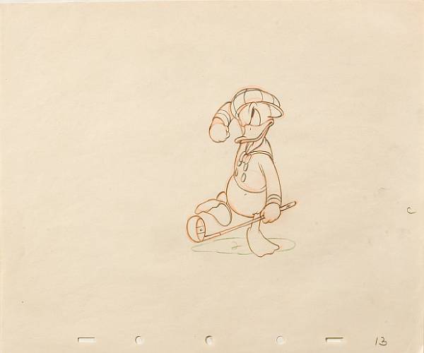 Appraisal: A Walt Disney animation drawing of Donald Duck from Donald